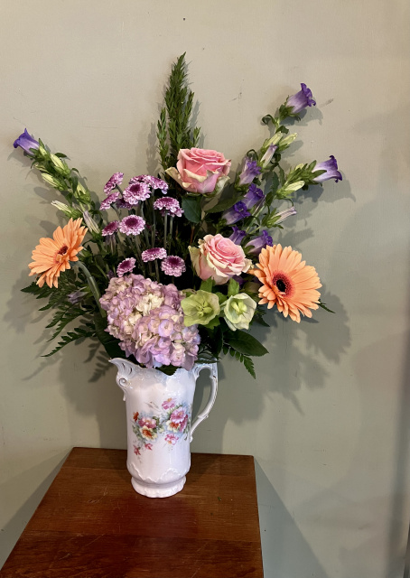 sea lavender roses mason jar